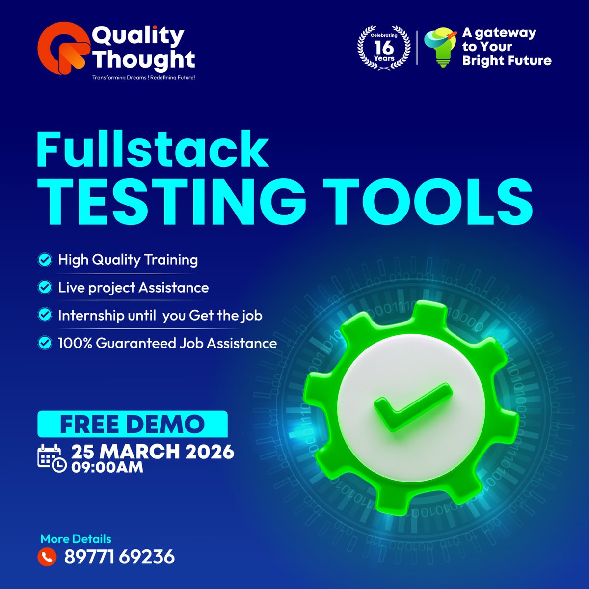 QTTWorld's tweet image. 🚀Join our FREE Full Stack Testing Tools master demo at Quality Thought and master the exact tools top companies use.
📅25th March | ⏰9:00 AM
✅Enroll Now: docs.google.com/forms/d/e/1FAI…
📞89771 69236
🔗WhatsApp Channel: whatsapp.com/channel/0029Vb…
📍Ameerpet
#TestingTools #QualityThought