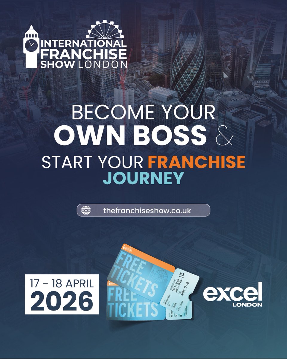 PHbyRoma's tweet photo. Find Your Perfect Franchise Match at The International @FranchiseShowUK!

Network with industry experts and successful franchisors, gain valuable insights.

17th &amp; 18th April 2026 | @ExceLLondon

Claim your FREE TICKET today! https://t.co/SKdSiX1B9h

#IFS2026 #ProudPartner https://t.co/pwhadOHQ5A
