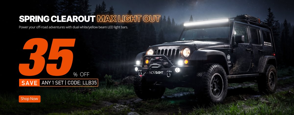 Novsight_Lights's tweet image. Get your ride ready for spring with unbeatable deals! ✨
🚗 35% OFF LB2 &amp;amp; LB3 LED Light Bars (Code: LLB35)
💡 15% OFF sitewide (Code: NOVSPINT15)
🕓 Offer ends April 1st!
Grab your spring upgrade before it's gone! 🔥
#SpringDeals #Novsight #OffRoadLighting #UpgradeYourRide