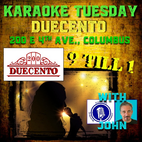 🎤 #KaraokeNight Alert: New Later time at Duecento! 🎤 Get ready to rock the mic every #Tuesday 9pm to 1 am 200 E. 4th Ave, #ColumbusOH Huge #karaoke Selection Friendly Crowd #CbusEvents #BuckeyeKaraokeJunkies #Duecento #italianvillage
<a href="/614Magazine/">614</a> buckeyekaraokejunkies.com/index.html