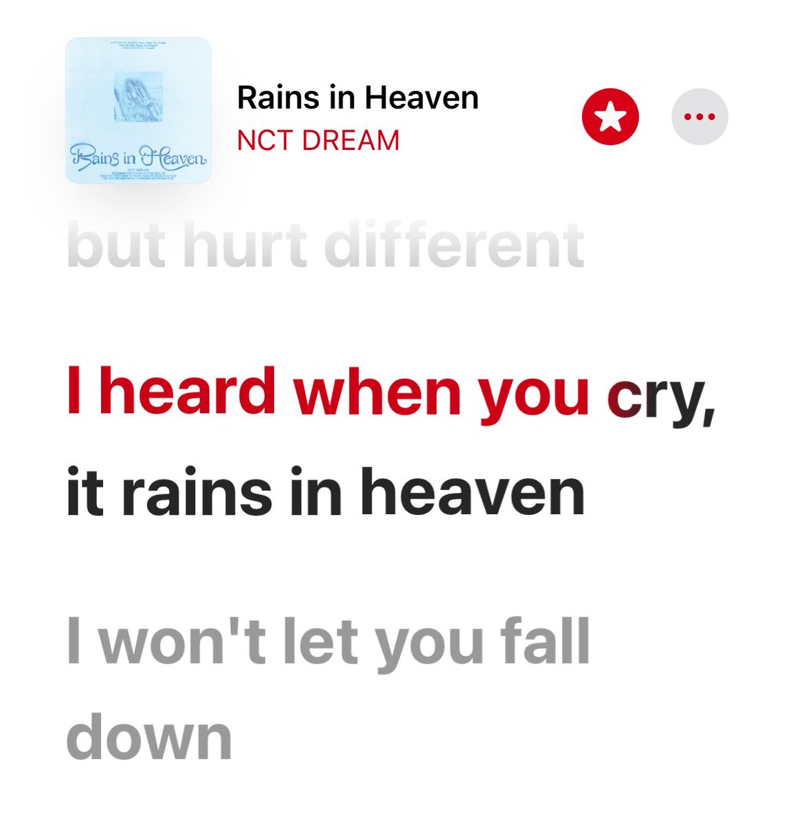 ฟัง rains in heaven ทีไรก็อึ้งกับความเป็น lyrics genius ของมาร์คอะ เป็นเพลงที่แต่งขึ้นมาปลอบประโยนได้ดีมาก คือไม่รู้จะชมท่อนไหนก่อน 

“i heard when you cry, it rains in heaven” 

ชอบท่อนนี้ เวลาคุณร้องไห้ ฝนก็ตกบนสวรรค์ไปด้วย ความเศร้าของคุณมันทำให้ทั้งสวรรค์รับรู้ได้เลยนะ🥹🌧️