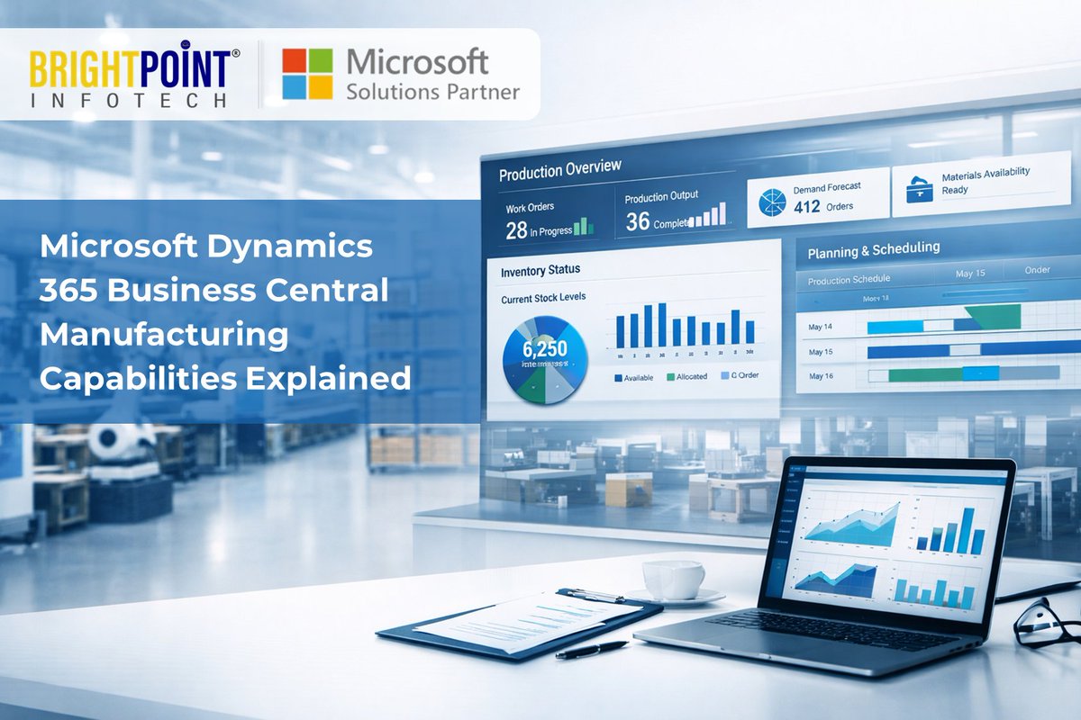 Microsoft Dynamics 365 Business Central Manufacturing Capabilities Explained. 
brightpointinfotech.com/microsoft-dyna…

#Manufacturing #ERP #BusinessCentral #DigitalTransformation #SupplyChain #MicrosoftDynamics #SmartManufacturing