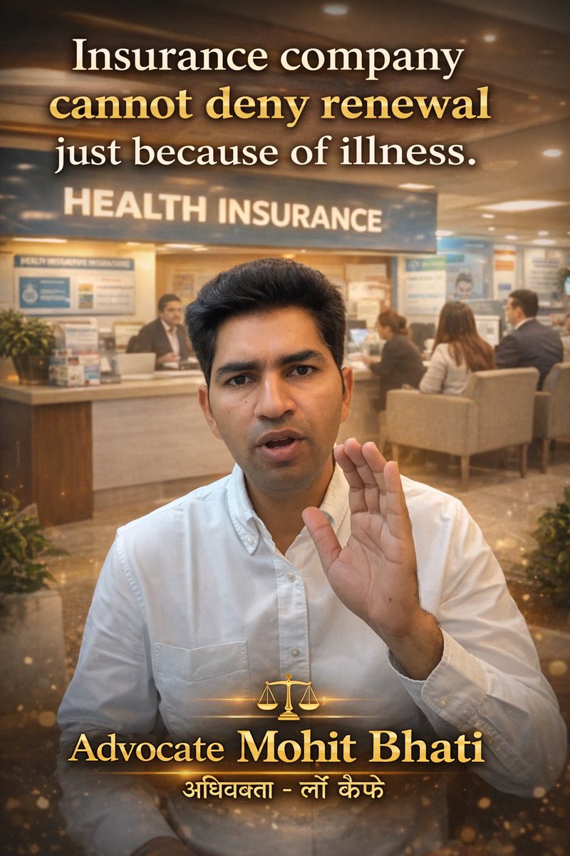 iammohitgurjar's tweet image. “Insurance company cannot deny renewal just because of illness.”
Know your rights. Stay protected.
— Advocate Mohit Bhati Adhivakta Law Cafe
#KnowYourRights #HealthInsurance