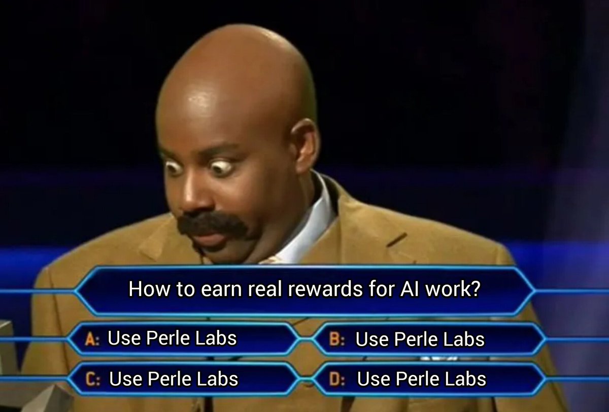 arsyaark's tweet photo. Family Feud style: “How to earn real rewards for AI work?”

Steve: “Survey says…”
All answers A B C D: USE PERLE LABS 😂

No more guessing — Perle Labs makes your AI work actually pay real rewards!

#PerleAI #ToPerle
— participating in @PerleLabs community campaign https://t.co/xGgqGc3aHM