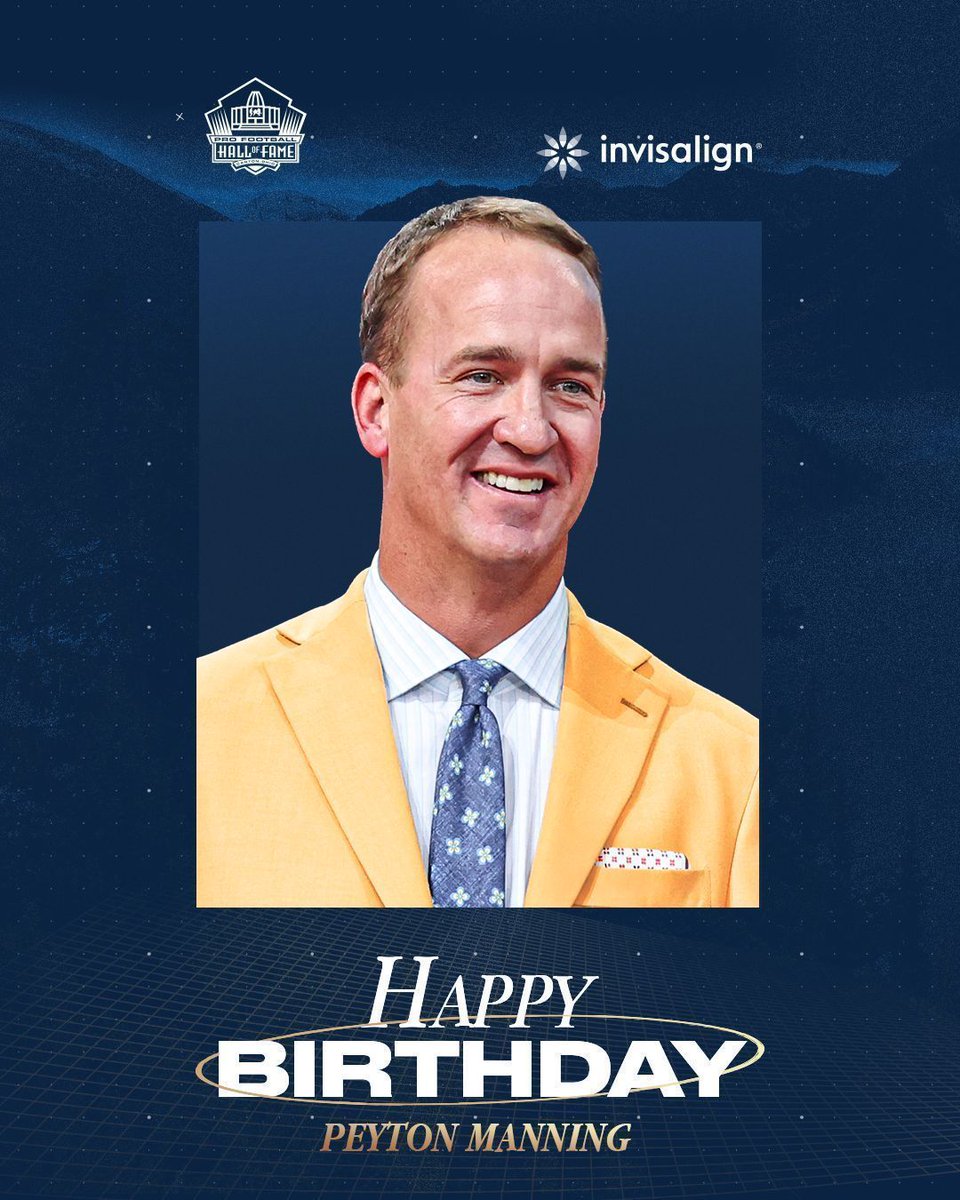 Happy birthday to <a href="/ProFootballHOF/">Pro Football Hall of Fame</a> QB Peyton Manning!

RT to help us wish him a good one. 🥳