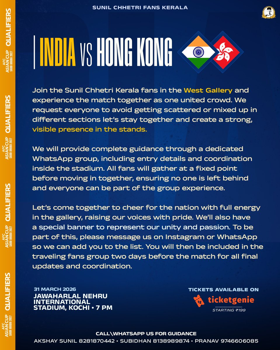 ChhetriFanskl's tweet photo. Let's get united for blue tigers 🐯🇮🇳

#indianfootball #afcasiancup2027 https://t.co/3QS7i54NTr
