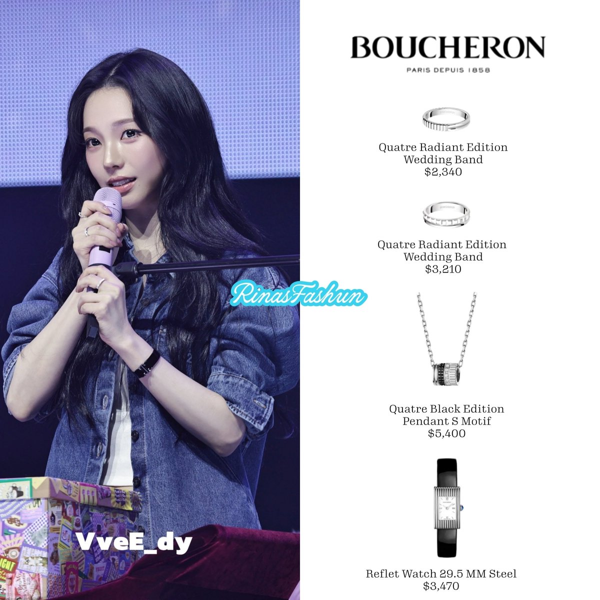 rinasgirl's tweet image. #KARINA was spotted wearing @boucheron jewelry at 2026 birthday party ‘memory box’ livestream event

KARINA MEMORY BOX 
#KARINA_BDAY_PARTY