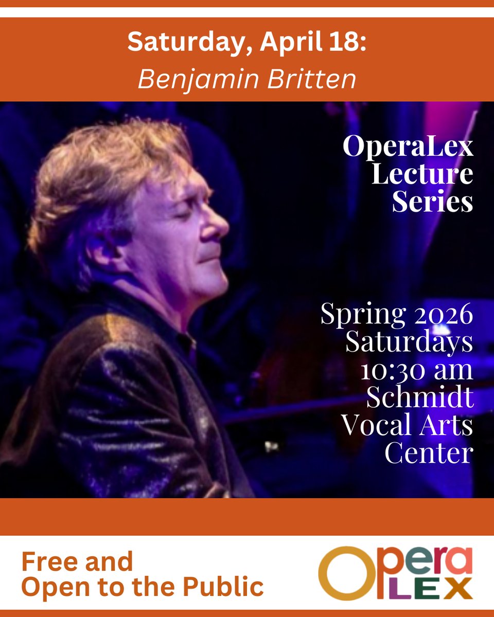 OperaLex859's tweet image. ❗TEDrin Talk: Benjamin Britten❗

Join us this weekend as Dr. Tedrin Blair Lindsay explores one of the most influential composers of the 20th century 🎶

🗓️ April 18 | 🕦 10:30 AM
📍 Schmidt Vocal Arts Center

#OperaLex #LexingtonKY #SupportTheArts #Opera