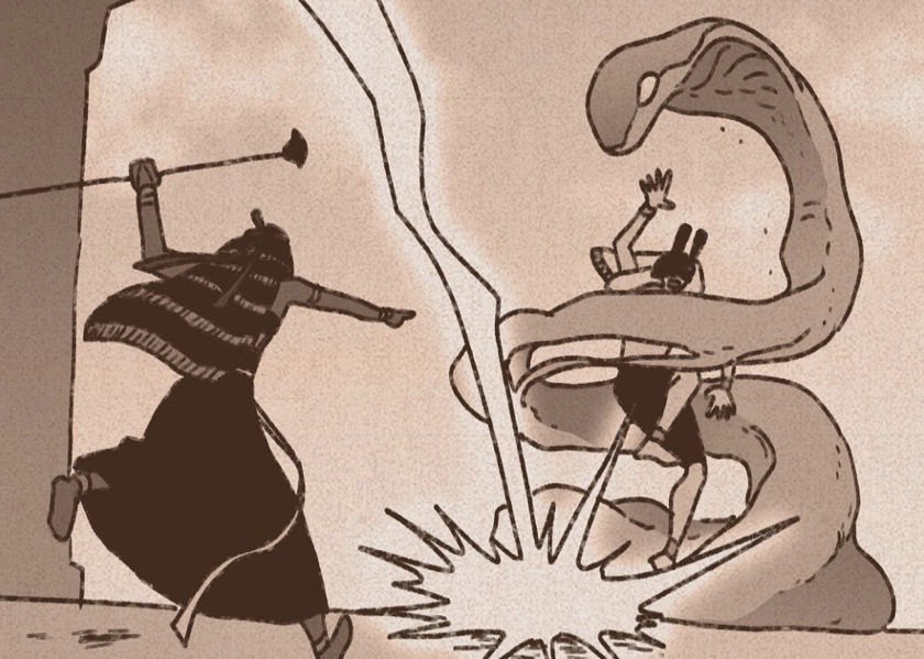 2부 마지막화 속 벽화에서 세트의 뒤에는 뱀이 그려져 있었지. 작가님은 아펩이 등장하진 않을 거라고 했지만, 3부에서 태양배는 어떤 식으로든 등장할 테니 다른 해석으로 뱀 모티브를 볼 수 있을지도 모르겠네.