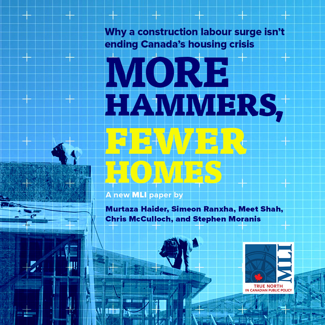 MLInstitute's tweet photo. “Canada cannot build its way out of the housing shortage through labour expansion alone.” 

–“More Hammers, Fewer Homes” MLI paper

In the latest MLI report Murtaza Haider (@regionomics), Simeon Ranxha, Meet Shah, Chris McCulloch and Stephen Moranis examine productivity of residential housing construction in Canada. Its central finding is clear: while some commonly cited measures suggest productivity has improved, they are poorly suited to housing policy.

Read full paper to learn more⬇️