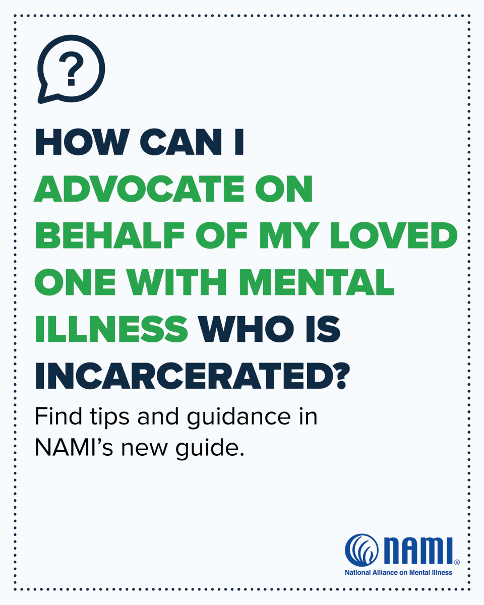 NAMICommunicate's tweet photo. Supporting a loved one with mental illness who is incarcerated can feel overwhelming. Learn more through Navigating the Criminal Justice System: A NAMI resource for people with mental illness and their families at https://t.co/oM4pMX29AG
#HelpNotHandcuffs #NationalCriminalJusticeMonth #CriminalJustice