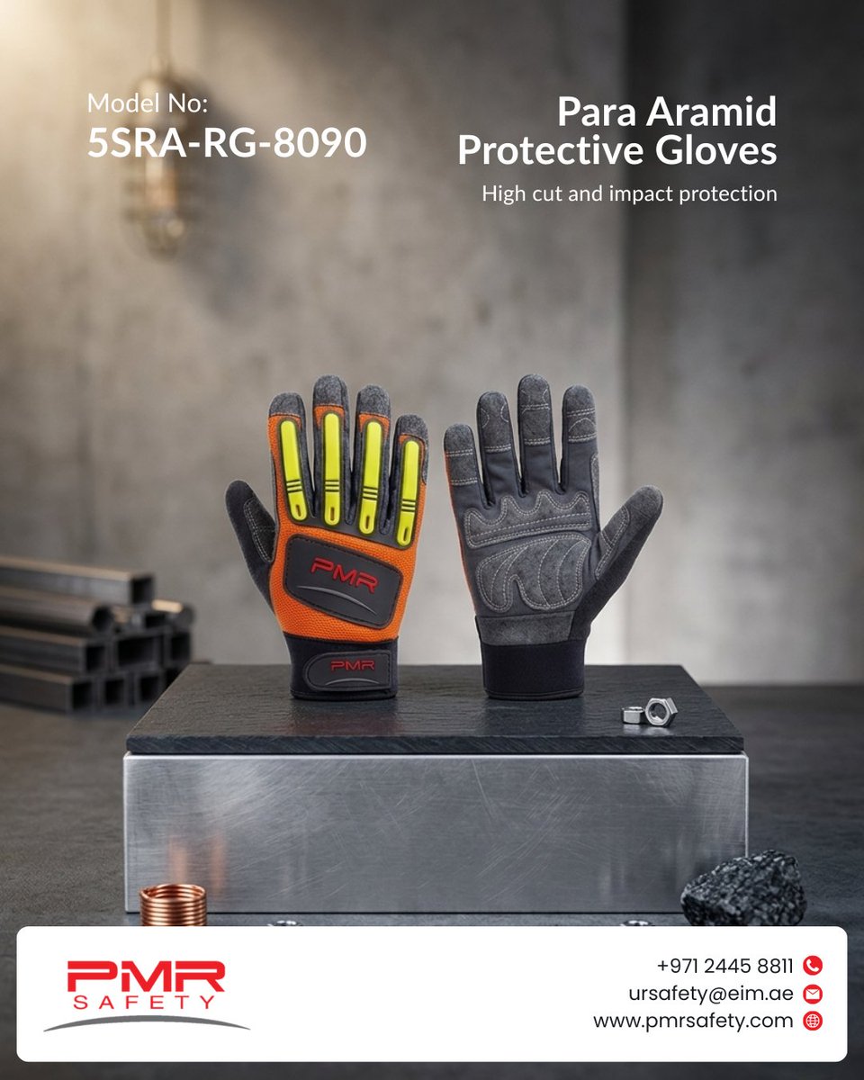 pmrsafety's tweet image. PMR Para Aramid Impact Gloves offer cut resistance, TPR impact protection &amp;amp; superior grip for tough jobs. Durable, comfortable &amp;amp; touchscreen ready. 

📞 +97124458811 📧 ursafety@eim.ae 

#PMRSafety #SafetyGloves #HandProtection