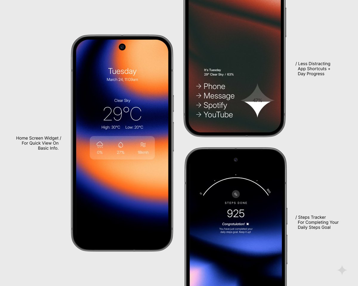 Abhishek01kr's tweet image. Neat KWGT v4.7 is live! ✨

Now with 225 widgets. 3 new widget:
1. Quick Info: Minimal glanceable essentials.
2. Step Tracker: Custom goals with completion alerts.
3. Mindful Hub: Text-based app shortcuts + day progress. A complete, distraction-free widget.

#KWGT #Widget