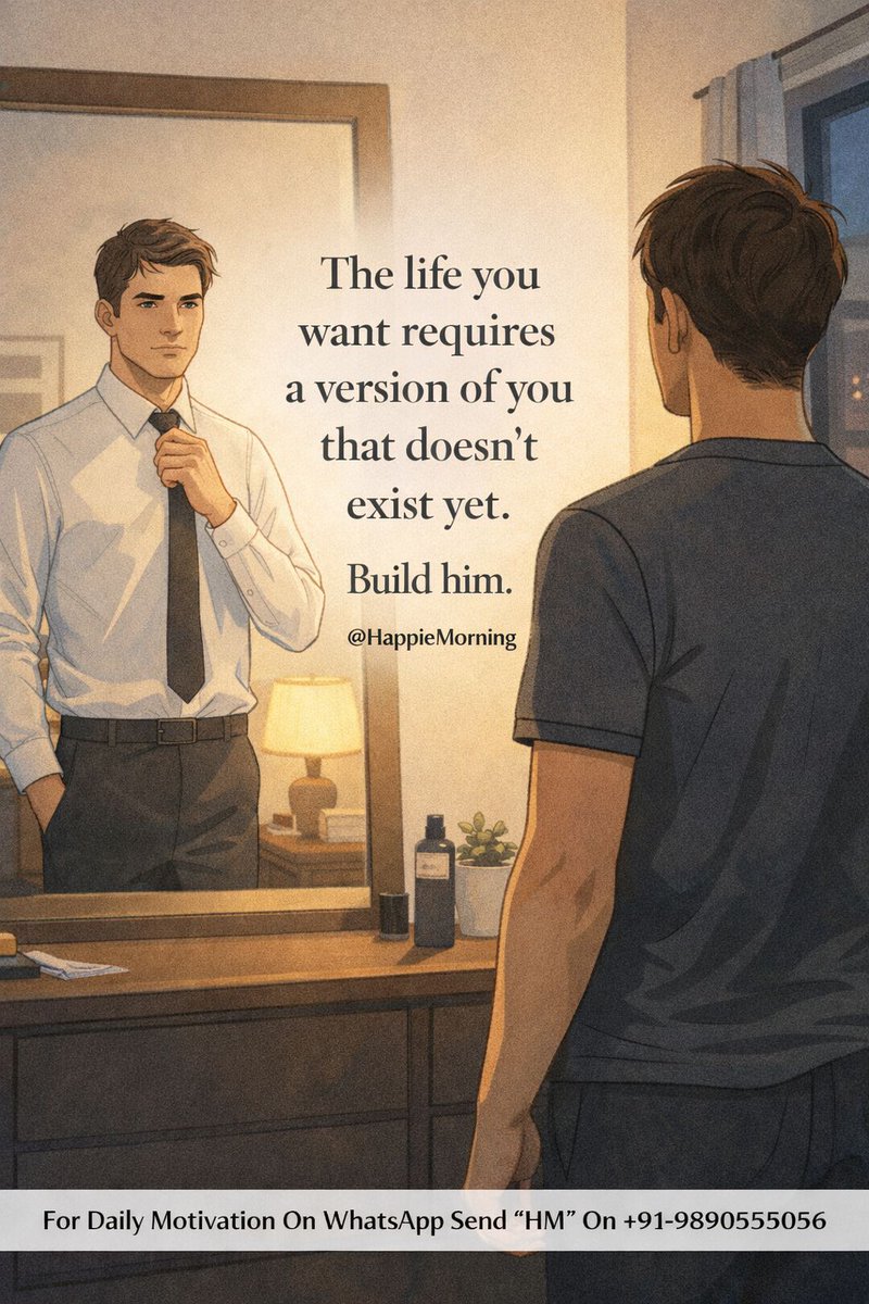 HappieMorning's tweet photo. The life you want is waiting on a version of you that hasn't been built yet.
Growth begins the moment you decide to become that person. https://t.co/vL1ff3Z5yI