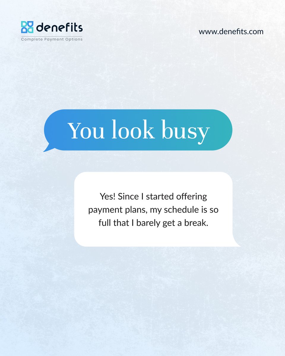 denefits's tweet image. This is what you might say to your friend after just a week of offering payment plans.

#Denefits #PaymentPlans #BusinessGrowth #CustomerRetention #FlexiblePayments #RevenueGrowth #SmartBusiness