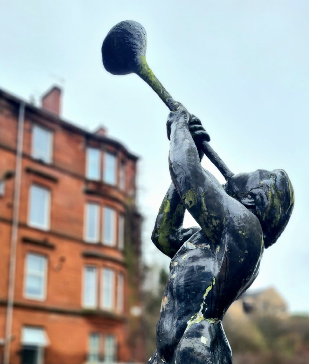is_glasgow's tweet photo. The Bringer by Andy Scott on Kay Street in the Springburn area of Glasgow. Created in 1991, it was commissioned to signal the rebirth of Springburn after the collapse of the local railway industries on which had been heavily dependent.

#glasgow #sculpture #andyscott #springburn https://t.co/OkGSGAJ4yz
