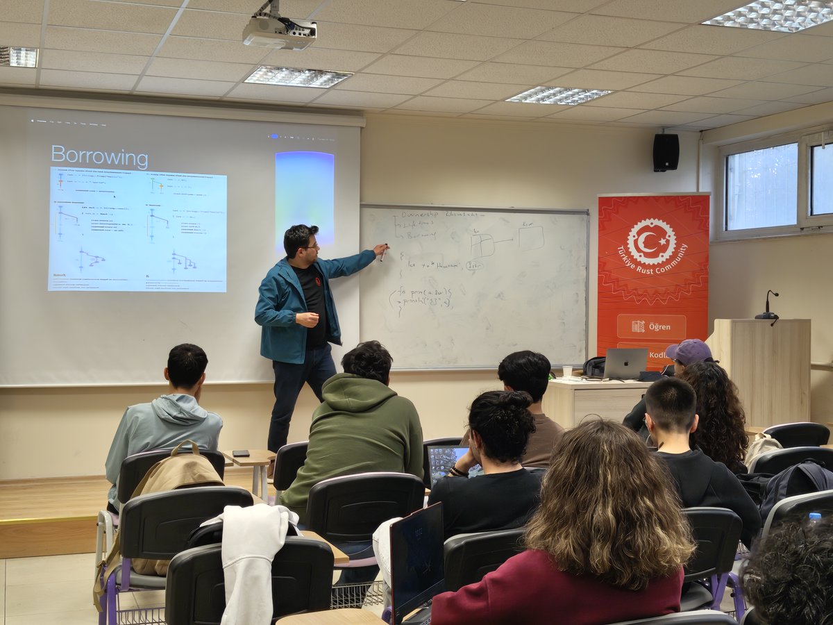turkiyerustcom's tweet photo. Hacettepe Üniversitesi'nde Rust ile geçen bir 24 Mart salı gününden herkese merhaba 🦀

Rust kullanarak Solana Blockchain üzerinde geliştirme yapmayı adım adım uygulamalı olarak öğreniyoruz.

@hublockchainn ile birlikte Rustaceans ailemizi büyütüyoruz.

🦀R🦀U🦀S🦀T🦀 https://t.co/VvcsbbgOPr