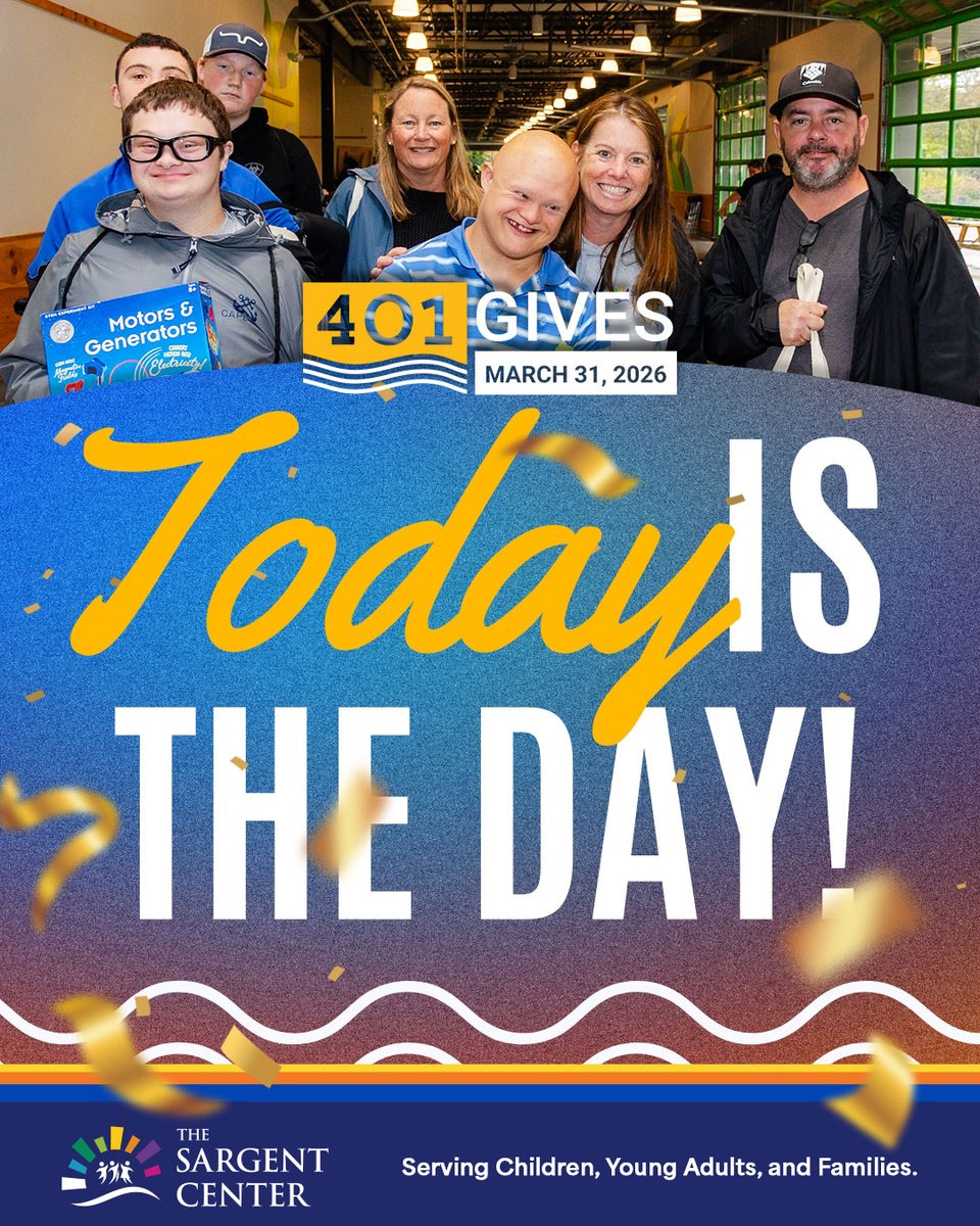 TODAY is <a href="/401Gives/">401Gives</a>, and we are asking you to join us in our efforts to make this the most awesome day of giving Rhode Island has ever seen!

All giving will end on Wednesday, April 1st at 6:00 p.m., so make sure to get your gift in on time!

401gives.org/organizations/…