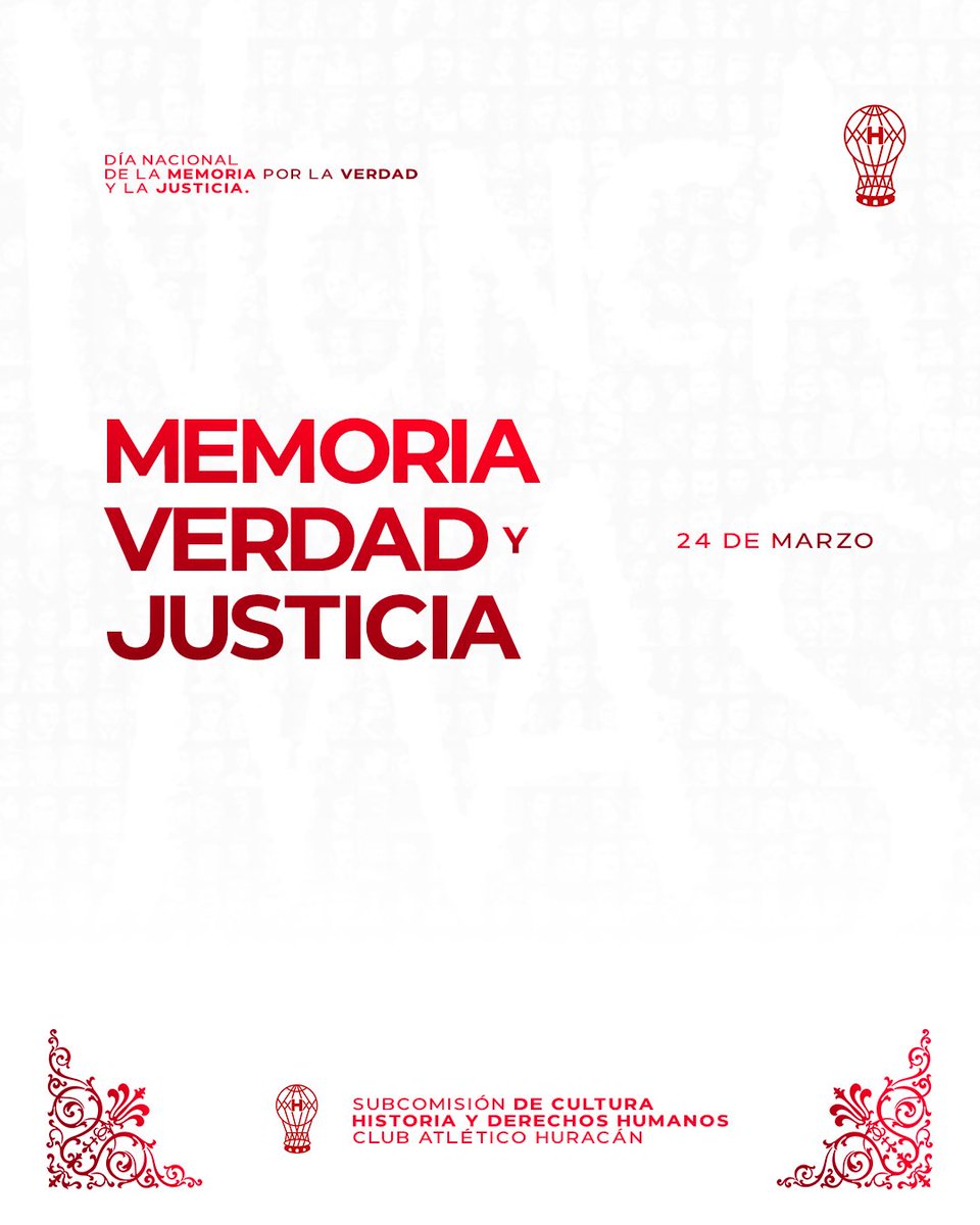 AgrupJNewbery's tweet photo. 24 de Marzo | Día Nacional de la Memoria por la Verdad y la Justicia | 50 años. 
Recordamos a nuestros socios, socias e hinchas detenidos-desaparecidos durante la última dictadura cívico-militar, quienes forman parte de la historia viva de nuestro club y de nuestro país.#NuncaMás https://t.co/NWGsqRZZDd