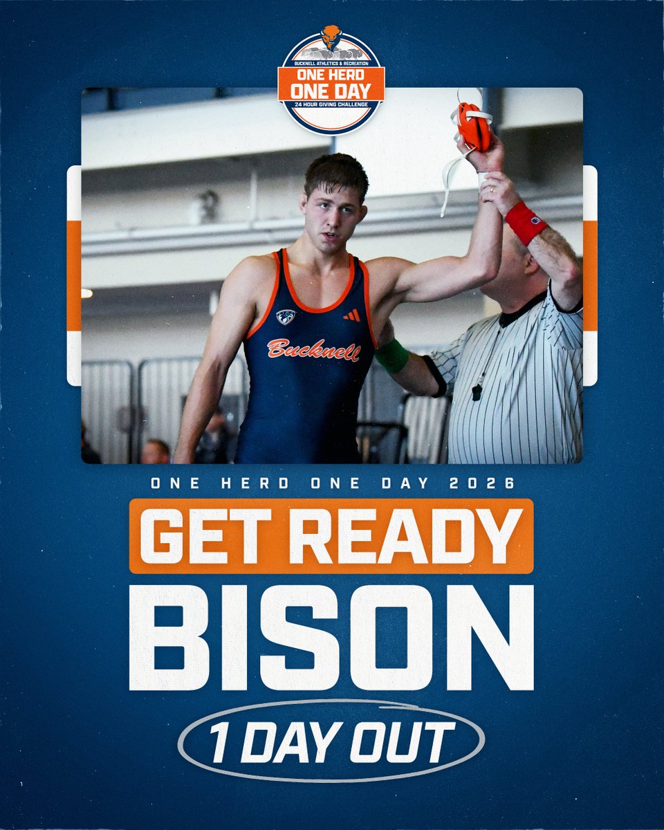 Bucknell_WRST's tweet photo. ONE DAY TO GO! Are you ready to rally with the herd? One Herd One Day starts tomorrow at 10 a.m.!

#oneherdoneday 🔶🔷🦬 https://t.co/lbfudWxB0m