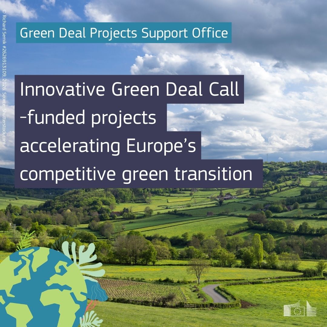 HorizonEU's tweet image. The 8th webinar for members of the Green Deal Projects Support Office Network of Multipliers is now available.

Catch updates, results and lessons from Horizon 2020 #EUGreenDeal Call-funded projects: link.europa.eu/4yM7WM