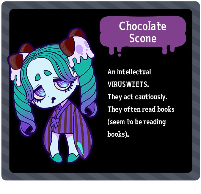 shaholi_ririca's tweet photo. 💚🍫✨ Chocolate Scone ✨🦠💜
#VIRUSWEETS #ウイルスイーツ #擬人化 https://t.co/Ja5RRXJgss