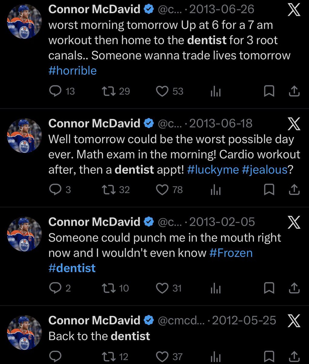 cecidrais's tweet image. I often think about Connor McDavid’s saga with the dentist #dentist