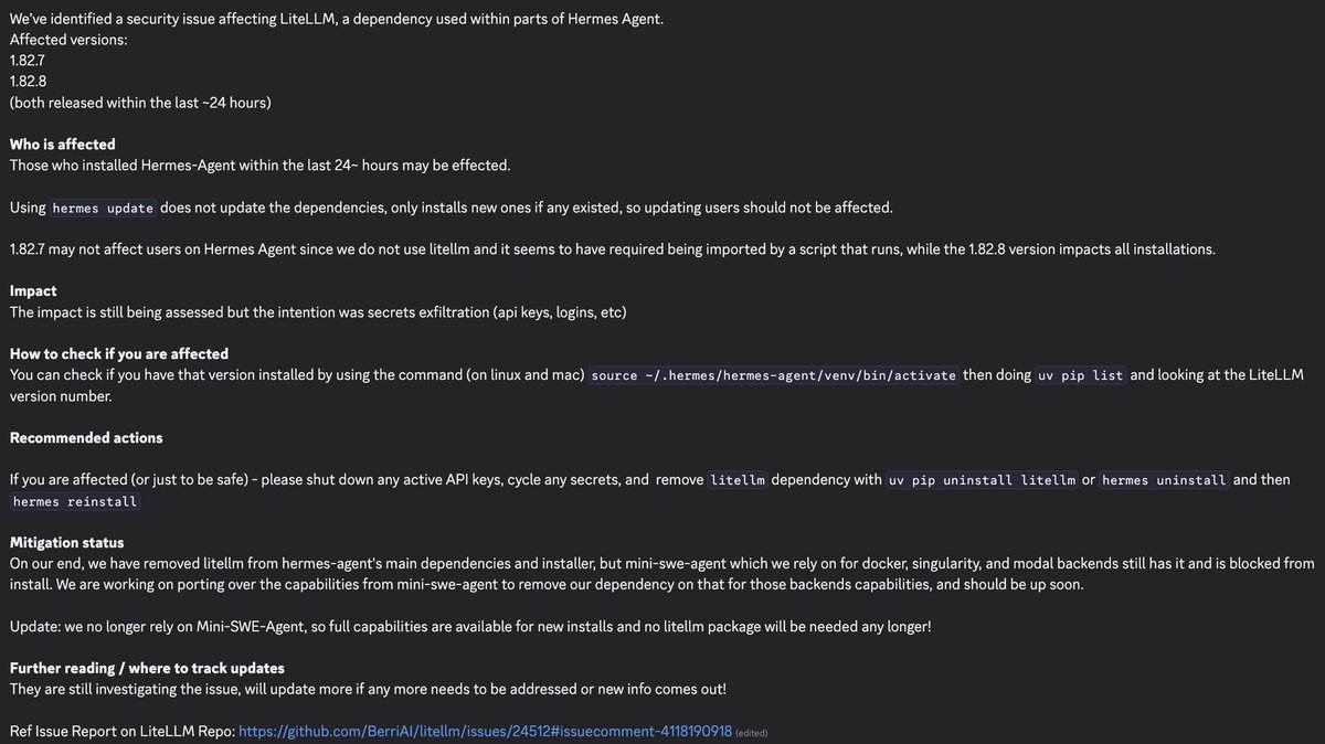 Hermes security notice