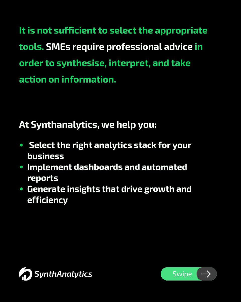 Synth_analytics's tweet image. We’ve identified the 5 KPIs that act as the pulse of a growing business.

Swipe through to see the 5 metrics you should be looking at every single morning. 💻✨

#SynthAnalytics #KPIs #SMEGrowth #DataDriven #BusinessMetrics