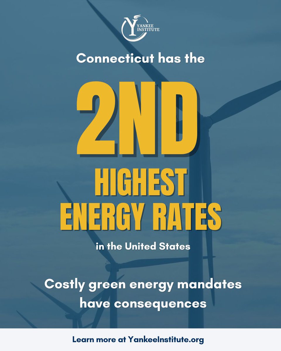 YankeeInstitute's tweet photo. We need an all-the-above energy strategy to address our high energy rates, which are the second highest in the country.

We don't need  to choose between clean energy and affordable energy. Connecticut can, and should, pursue both.

#CTPolitics #CTGov #energy https://t.co/iNfhiCyyaW