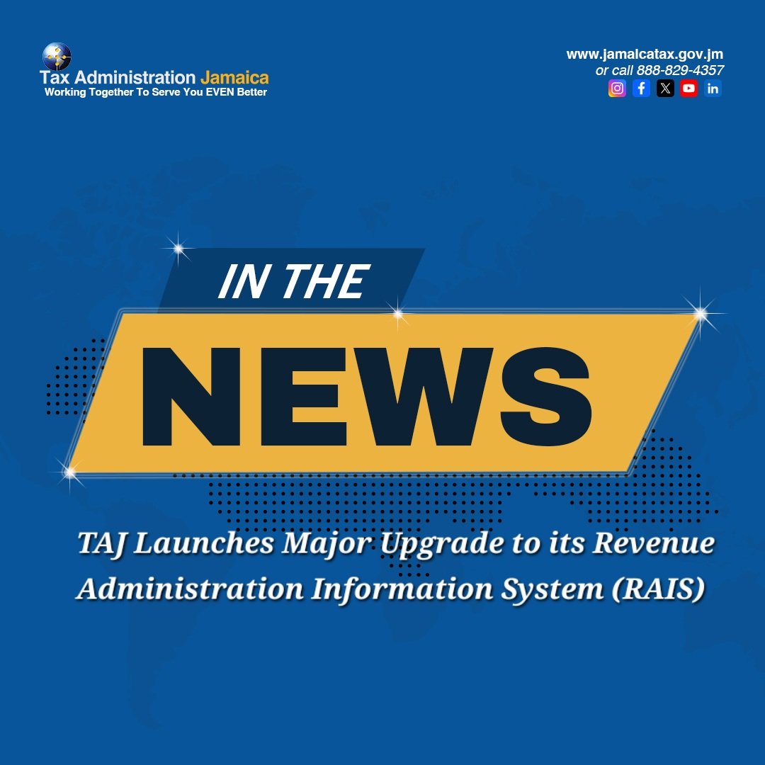 Tax Administration Jamaica (TAJ) has officially commenced its Revenue Administration Information System (RAIS) Upgrade Project, marking a major step in the continued modernization of Jamaica’s tax administration.

Read all about it 📰: tinyurl.com/TAJRelease