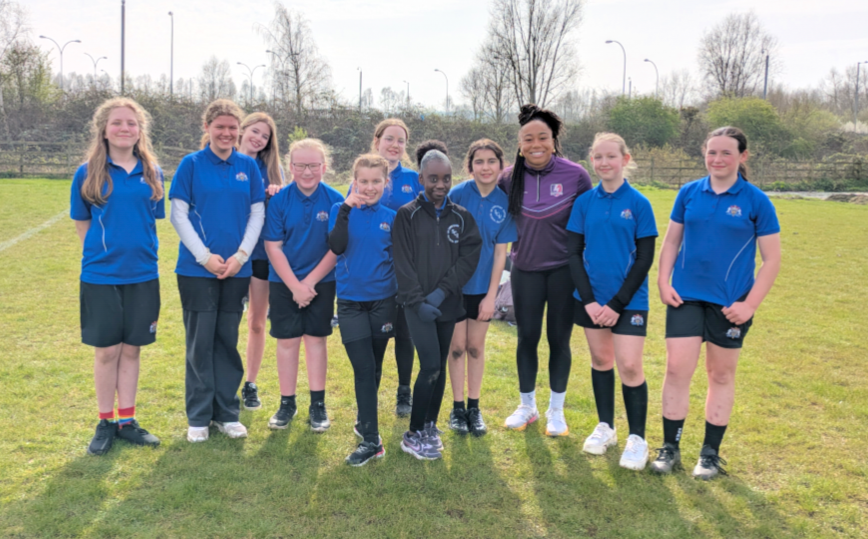HeartofHatton's tweet photo. On 20th March, our Y7 girls took part in a rugby tournament at @SaintsRugby vs NSG, Moulton, Shenley Brooke &amp; Campion.

Well done to Nina who won the Spirit of Rugby Award &amp; received tickets from Sadia Kabeya! 

#LoughboroughLightningRugby #GirlsRugby #ProjectRugby https://t.co/GL2oDU8pjO