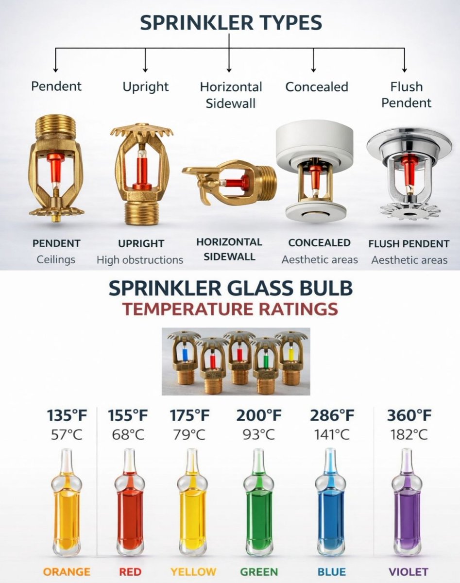 Prabhankar78088's tweet image. Understanding Fire Sprinkler Systems in a simple way

#FireProtection #NFPA13

#SprinklerSystem

#FireSafety #MEP #Engineering
