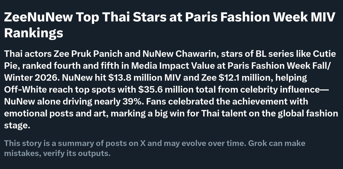 missstephanos's tweet image. Yeah sweethearts! This is just the kind of news I want to wake up too! 🔥

PARIS FASHION WEEK rankings but make it ZeeNuNew domination 😮‍🔥

ZEENUNEW IN PARIS FW26
#OffWhitexZeeNunew
#OffWhiteFW26

@OffWht #OffWhite
@zee_pruk #ZeePruk
@CwrNew #NuNew

🔗x.com/i/trending/203…