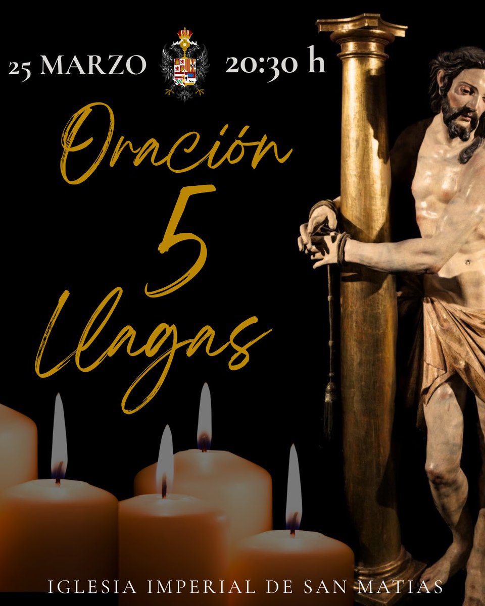 ACTUALIDAD I
Mañana miércoles 25 de marzo, a las 20:30 horas, en la Iglesia Imperial de San Matías, tendrá lugar la tradicional Oración en torno a Nuestro Padre Jesús de la Paciencia.