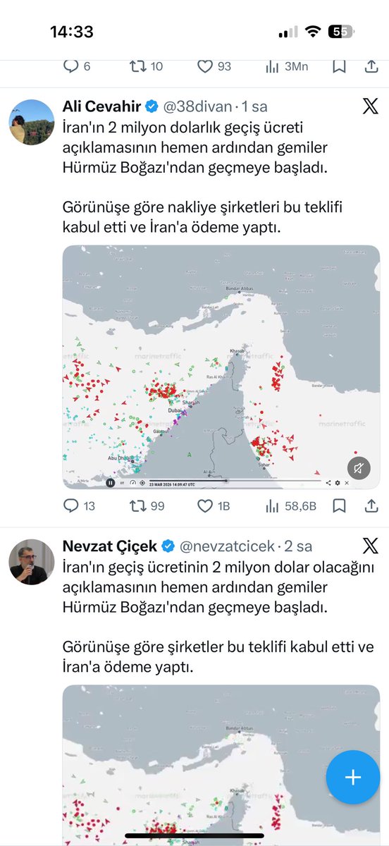 Noktası virgülüne aynı paylaşım. Kullanılan görsel video aynı. Peşpeşe paylaşım yapıyorlar. Ekranlarda sosyal medyada gazeteci araştırmacı yazar sıfatlarını kullanıyorlar. Herbirinin bağlı olduğu klikler var. Emir gelir, hazırlanmış mesajlar gelir, bunlar konuşur:-)