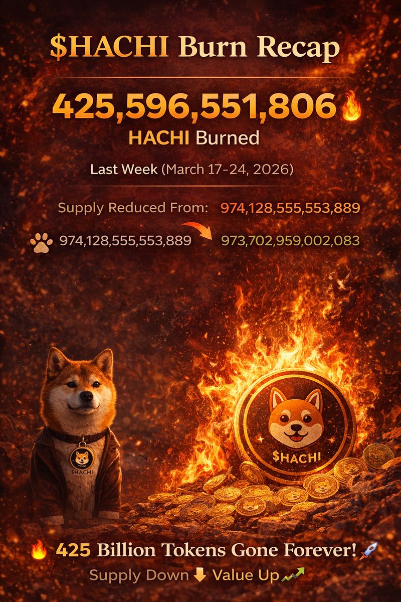 x_shill80584's tweet photo. Burning $HACHI 
Recap last week 🐕🔥 https://t.co/9k9P0bsbHY