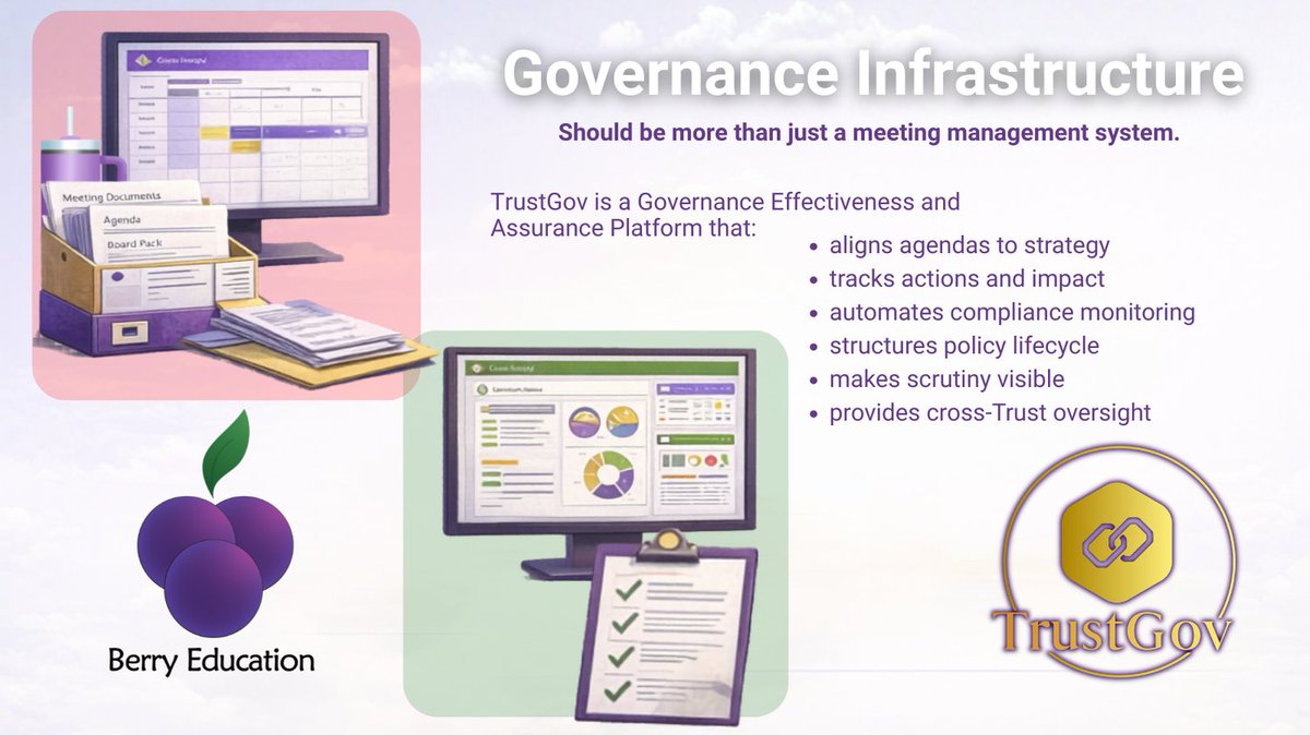 trustgovernance's tweet photo. If designing governance infrastructure today: 

Meeting management? 

Or governance effectiveness &amp; assurance? 

The sector has matured. 

Has your system? 

Briefings running this month - contact us now for more information.

https://t.co/79z9wtC7e9 https://t.co/up4rMiEjPn