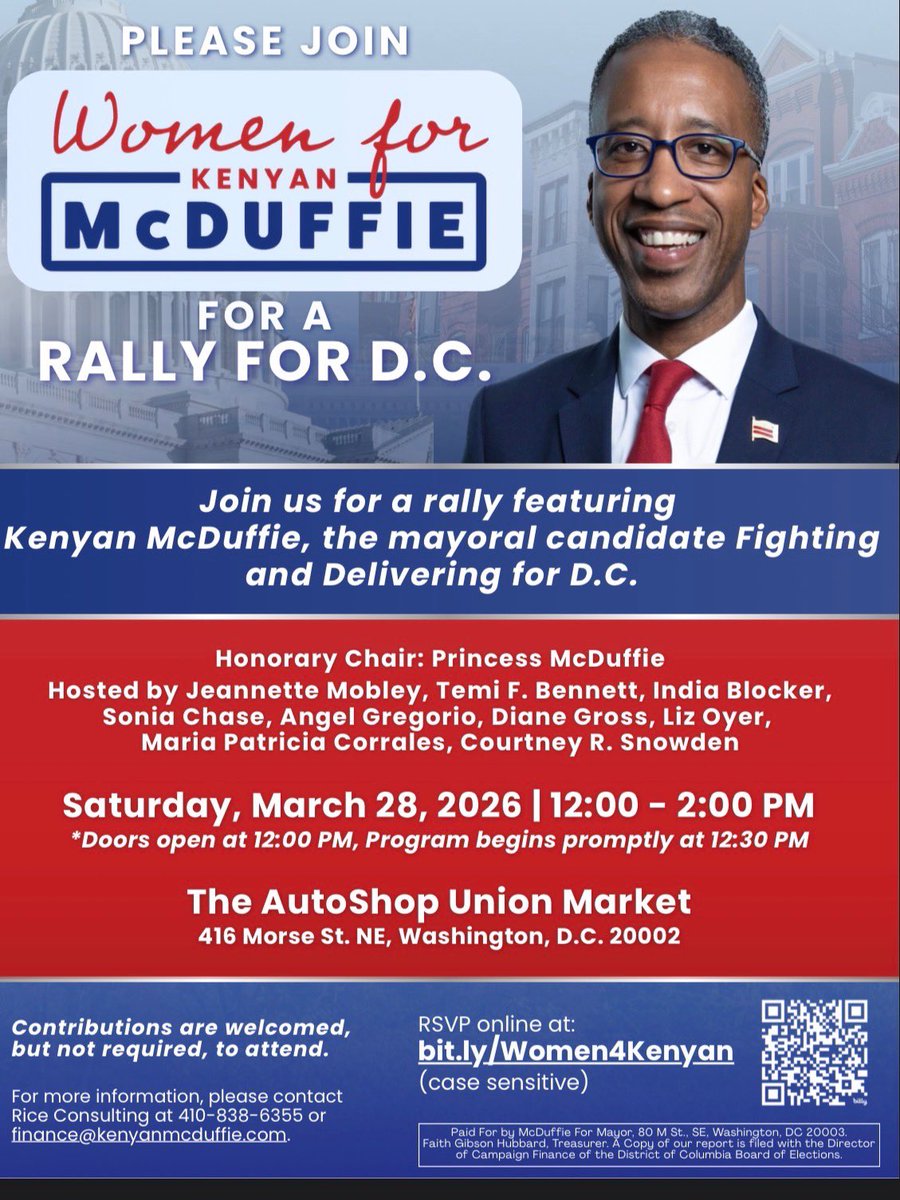 kenyanmcduffie's tweet photo. I’m grateful for the support of Women for Kenyan!
Don’t forget to RSVP for this Saturday’s rally!
https://t.co/8wXRQEp6Nx
#FightAndDeliver
#FightForAllDC https://t.co/yWMq2lX3i6