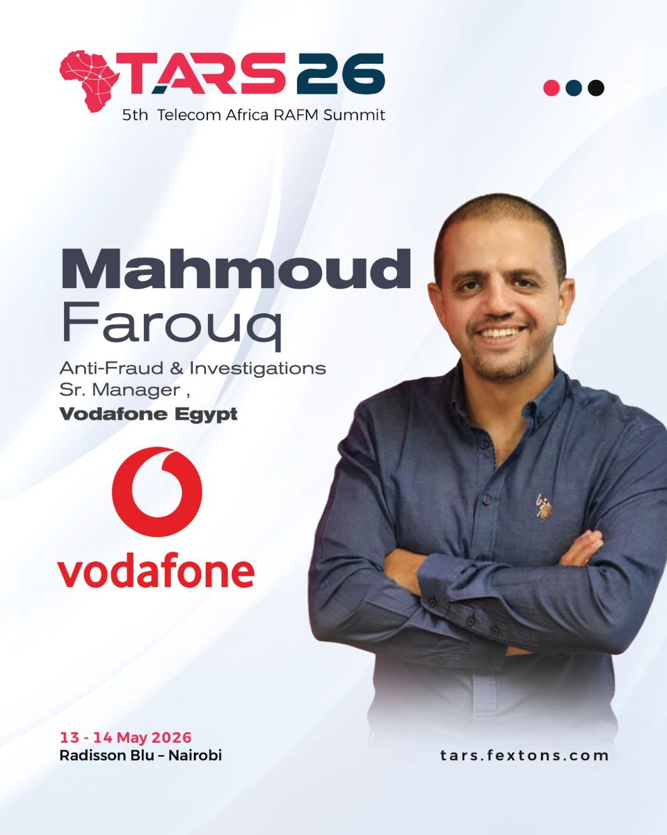 TFRA2023's tweet photo. Fraud management isn’t just about stopping loss—it can drive revenue.

Mahmoud Farouq (@VodafoneEgypt ) takes the keynote stage at #TARS26.

📍 Radisson Blu, Nairobi
🗓️ May 13–14
🔗 https://t.co/jaSMpPQKPk
#KeynoteSpeaker #RAFM https://t.co/BopD7N8GMq