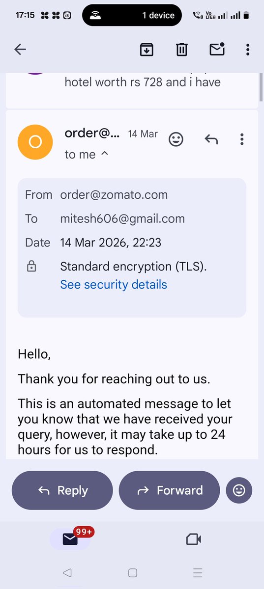 mitesh606's tweet photo. @zomato waiting for your call or resolution from the last 216 hours. 

Kindly stop giving false commitments to the client.

1st you took my money, secondly you have not given me food and now you are not even replying.

#zomato
#eternal #ConsumerProtection https://t.co/SANA28YcCG