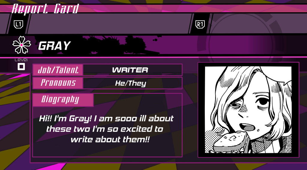 Spotlight on <a href="/atrementaria/">gray ☄</a>, one of the lovely writers for The Lies That Bind Us: A #SaiOuma Zine!