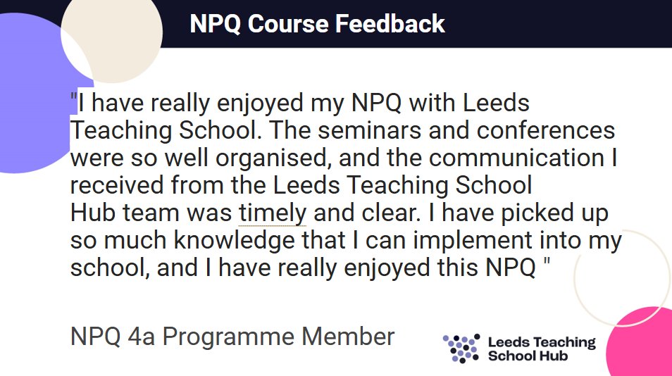 LeedsTSH's tweet photo. It has been fantastic delivering to Specialist NPQ Programme Members over the last year 💬✏️.

Find out about the new cohort of NPQs starting in November 2026 at https://t.co/uUrCMyzfLK ​

#LTSH #NPQs #Feedback #Teaching https://t.co/h7xbg2pibN