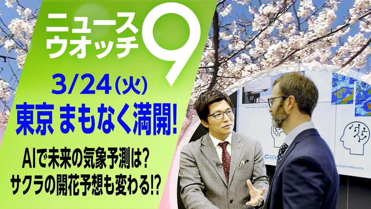 東京の桜まもなく満開予想 さまざまな気象予測がAIで…その最前線は? https://t.co/fDC4T6RiHE #ニュースウオッチ9 ...