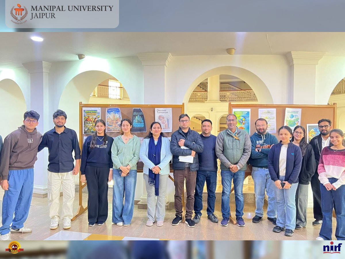 MUJ_Arch's tweet photo. National Tourism Day at SA&amp;D MUJ 🌍
Poster Making Competition on “Sustainable &amp; Digital Tourism” showcased AI-powered creativity, cultural narratives &amp; innovation.
Empowering future designers through heritage + tech.
#NationalTourismDay #AIinDesign #SDG11 https://t.co/fsiE7xuoph