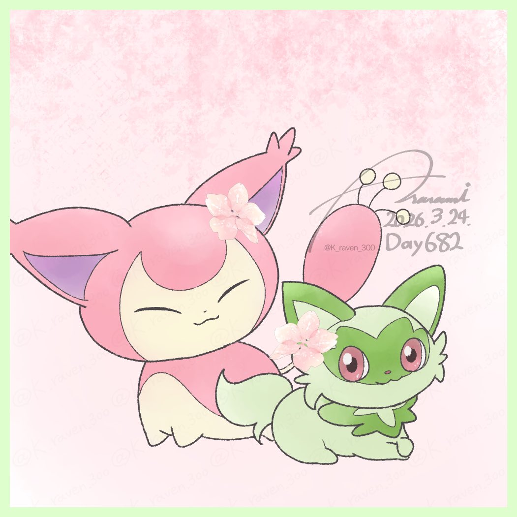 Day 682🔶エネコとニャオハ
1日1エネコ #Skitty  #ポケモンイラスト