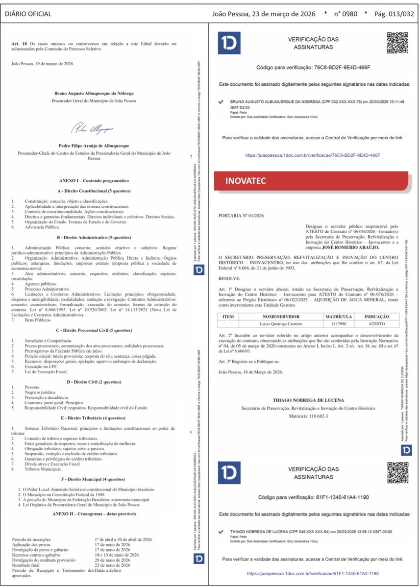 ⚠️Publicado edital para seleção de estagiários da PGM João Pessoa! 

➡️Inscrições de 1º a 30 de abril.

➡️Provas em 17 de maio

➡️Bolsa: R$ 1.000,00

➡️Carga horária: 20h/semana