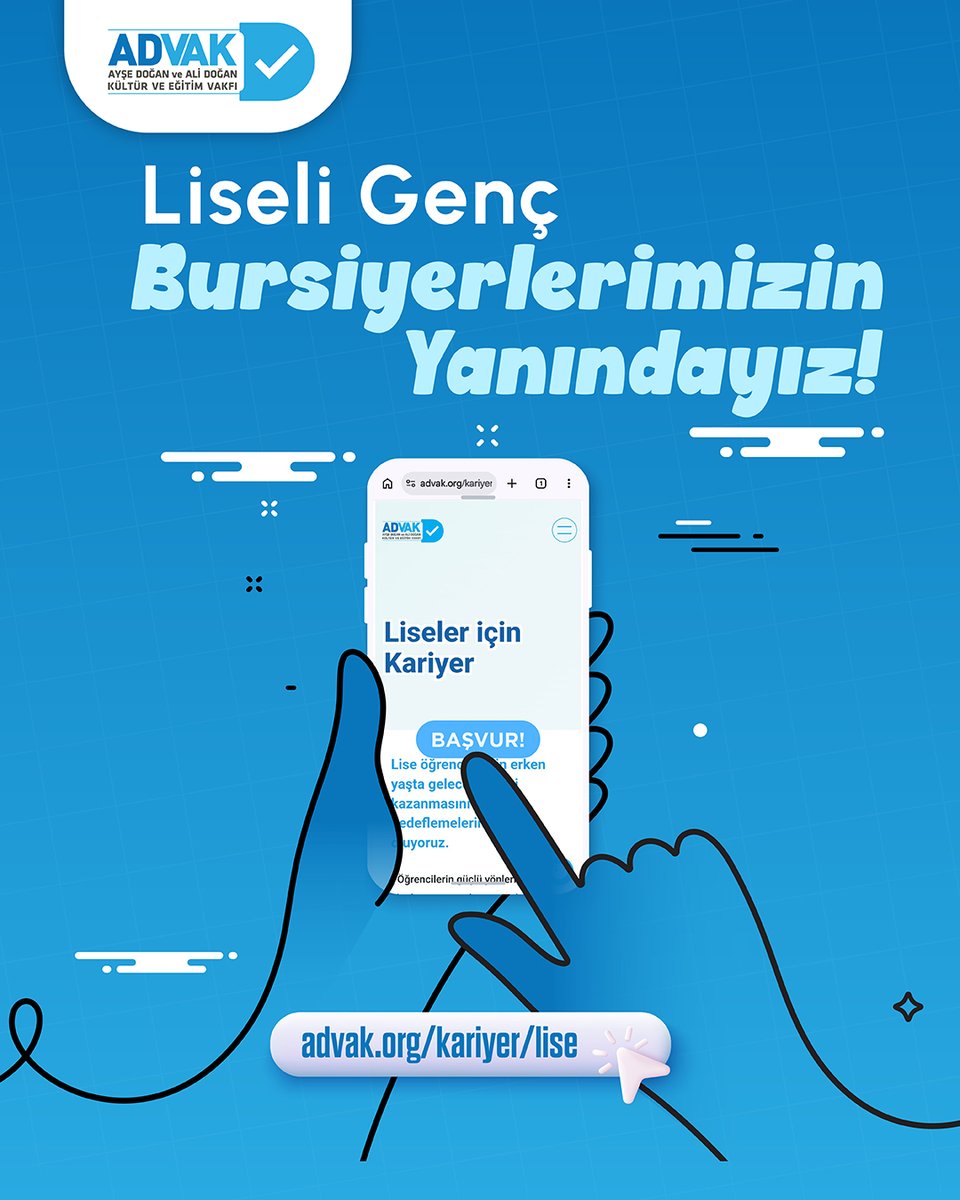 Lise öğrenimi alan bursiyerlerimizin yetenek analizlerini yapıyor, iş dünyası ve üniversite deneyimlerini profesyonel bir rehberlik çatısı altında buluşturuyoruz.
👉 Başvuru ve Bilgi: advak.org/kariyer/lise

#ADVAK #Burs #Eğitim #BirlikteGeleceğe #Kariyer #Lise #GençYetenek