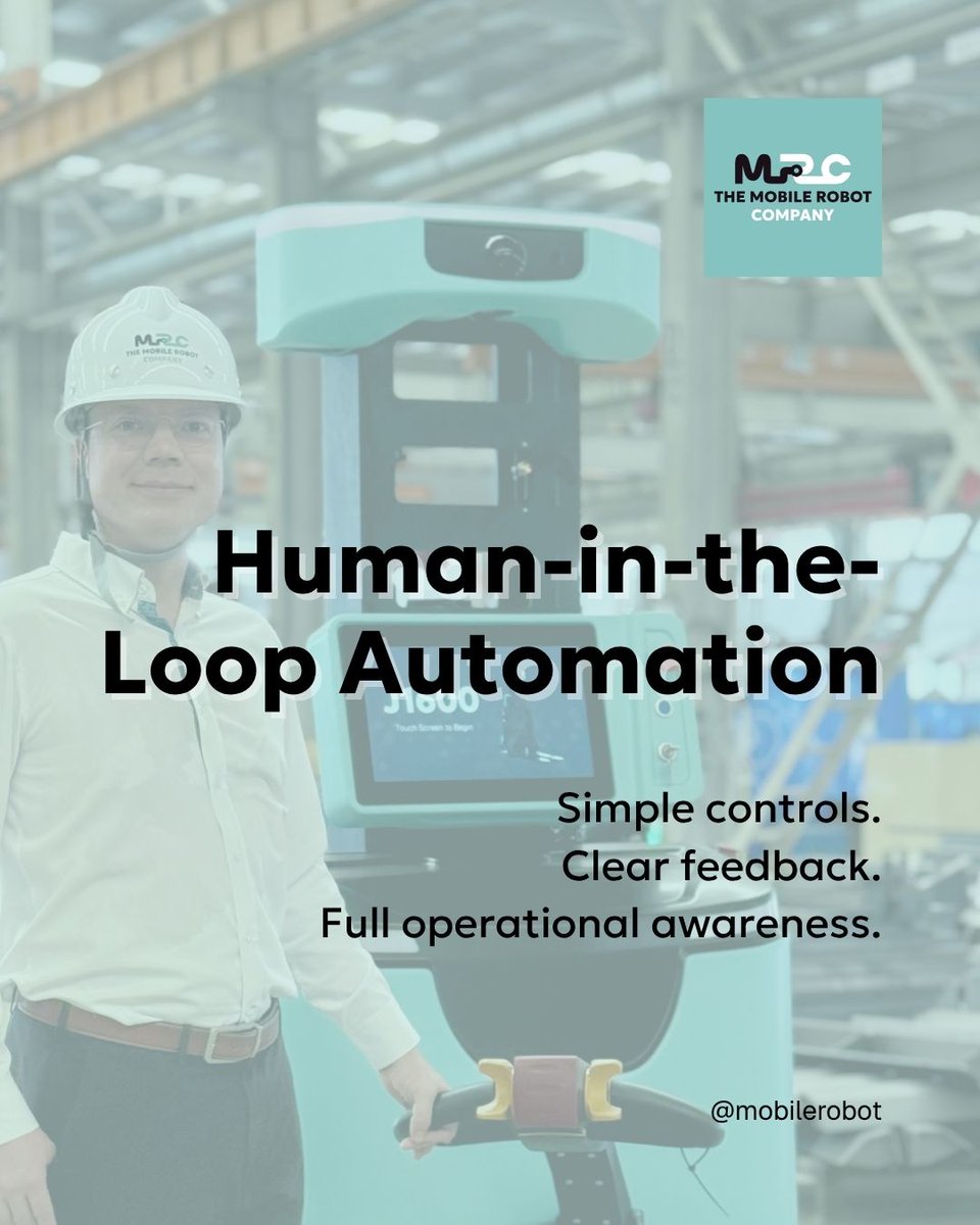 TheMobileRobot's tweet photo. Human-in-the-loop automation done right:   Simple controls. Clear feedback. Full awareness.   Technology should empower operators — not overwhelm them.   Hands-on control or full autonomy? 👇 

#Automation #J1600 #WarehouseAutomation #Operatorfirst https://t.co/9B67mixKQH