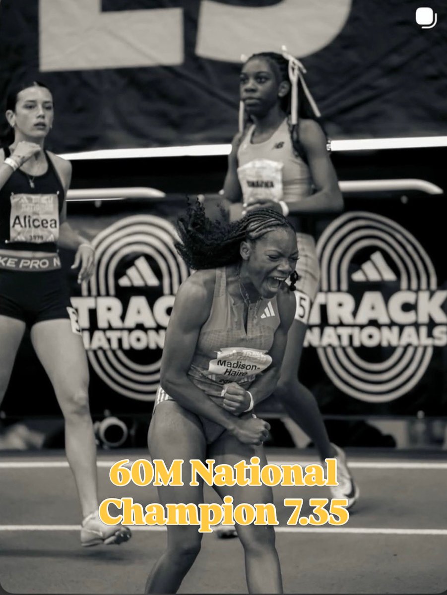 TrackCmh's tweet photo. I am the adidas 60m National Champion… #blessingsonblessings @adidasrunning  @itsgabbyt @BaileyTonja https://t.co/9Kw5XI9LkF
